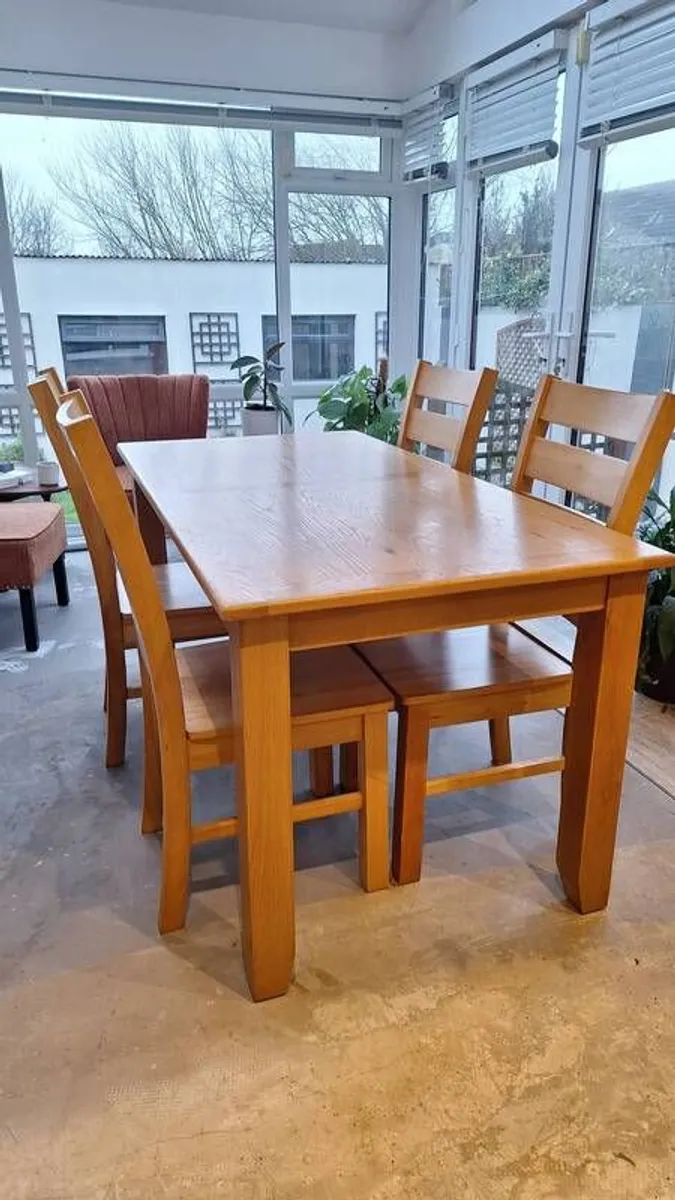 Solid wood dining table + 4 chairs - Image 2