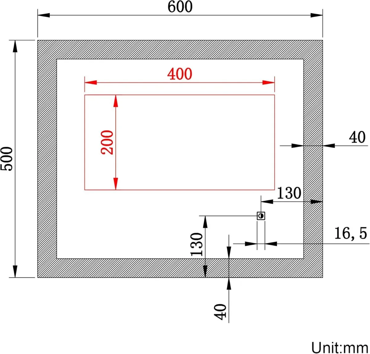 600x500mm Bathroom Mirror with Lights Horizontal - Image 2