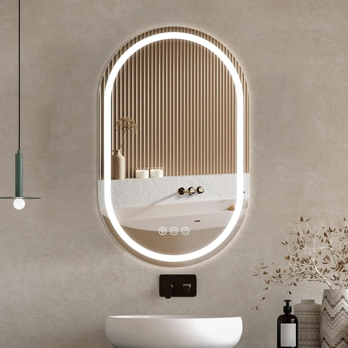 Oval LED Bathroom Mirror with Lights–500x800mm 3 - Image 1