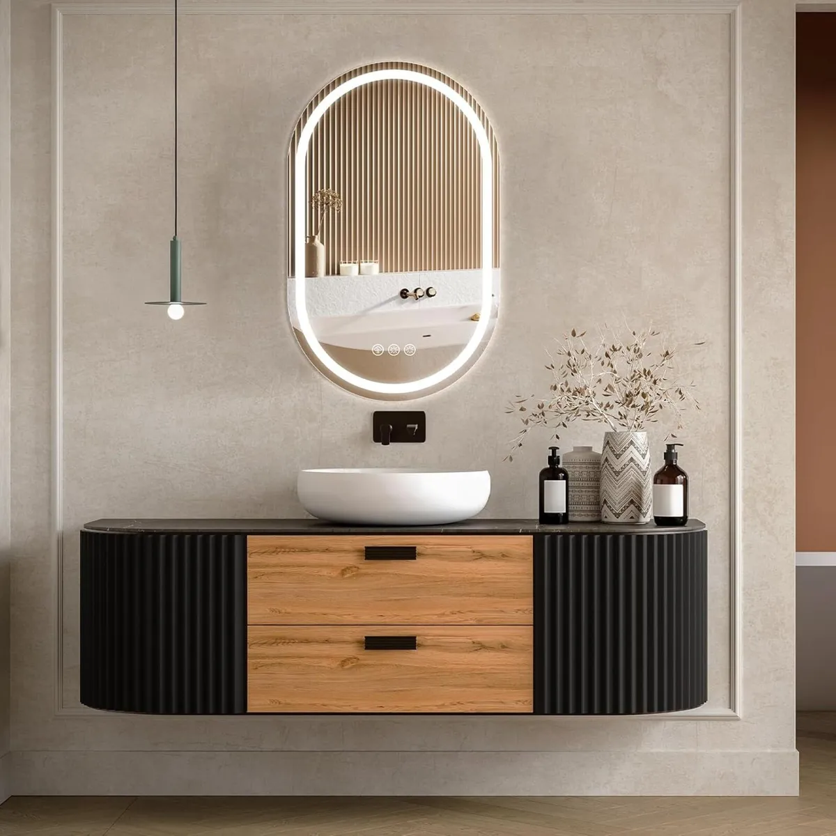 Oval LED Bathroom Mirror with Lights–500x800mm 3 - Image 3