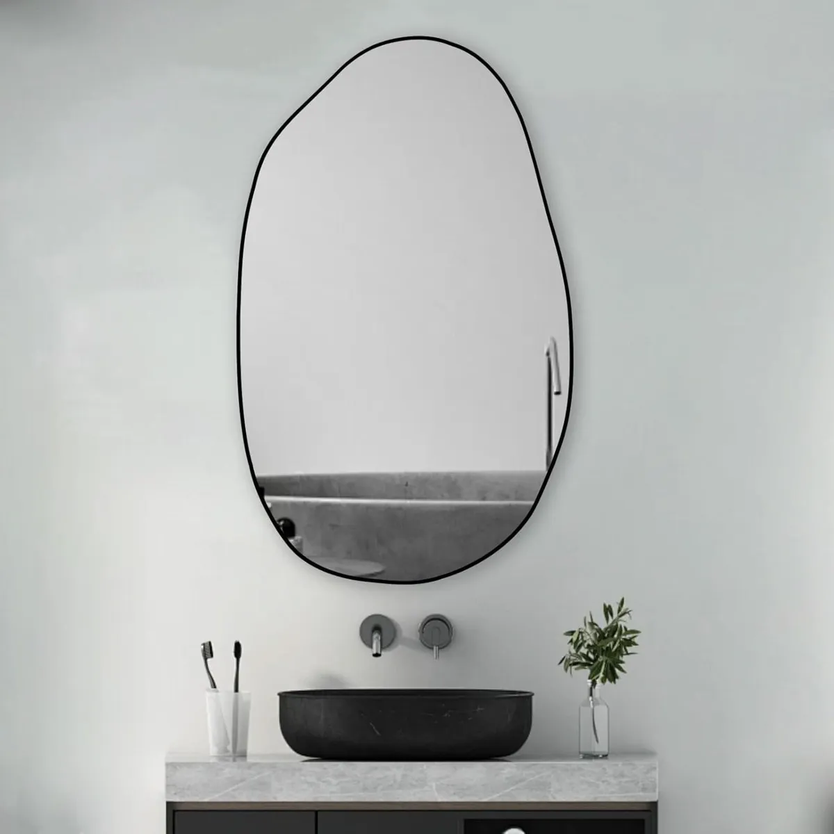 Asymmetric Black Mirror- Irregular Wall Mirror - Image 3