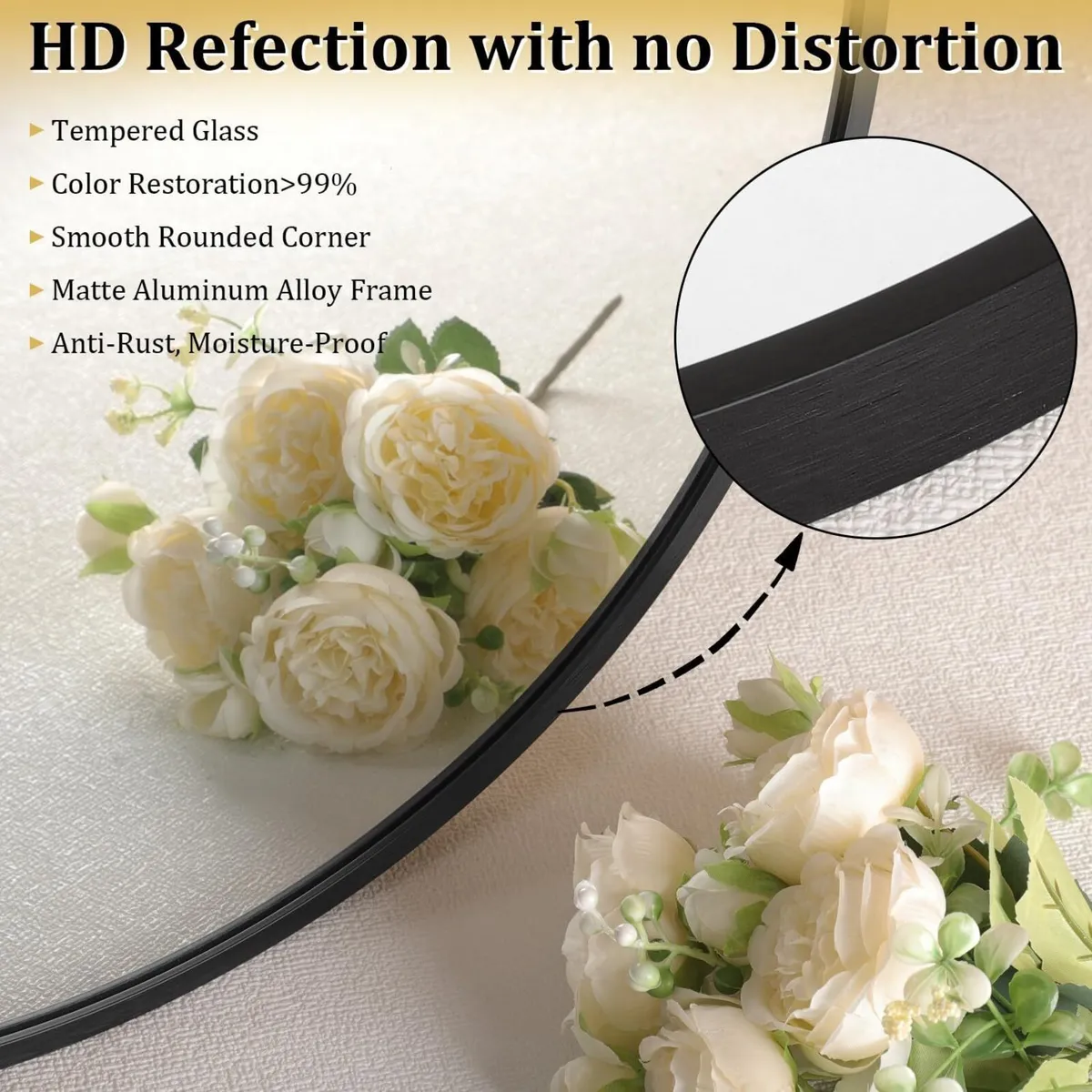 Large Bathroom Wall Mirror Black Irregular - Image 3