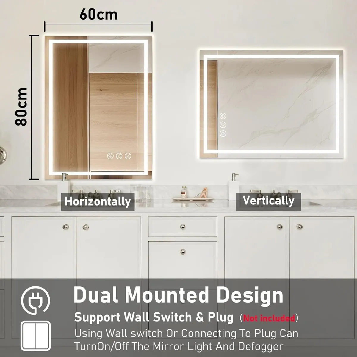 600X800MM LED Bathroom Mirror with Lights– - Image 2