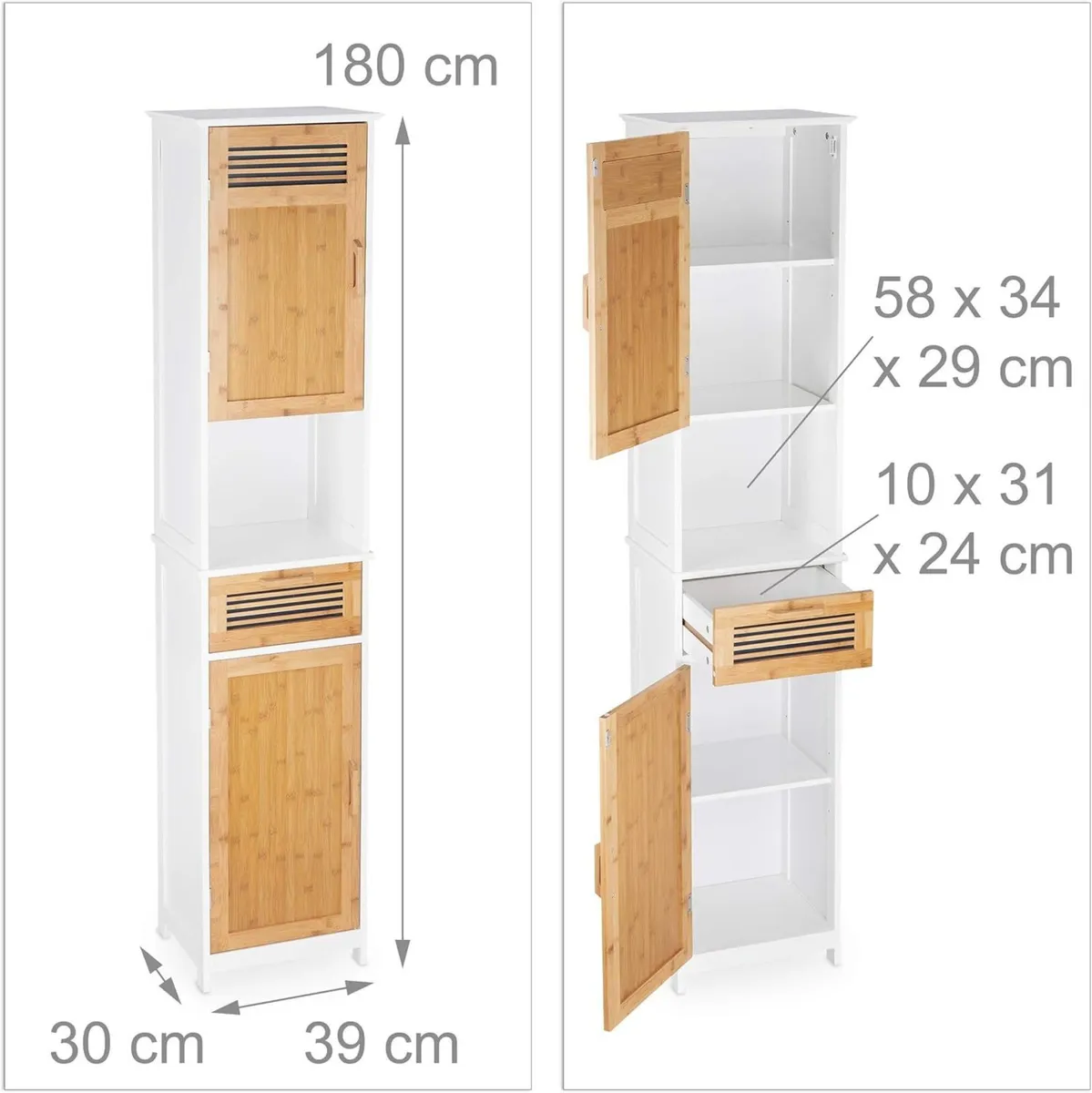 Bathroom Cabinet 2 Doors 1 Drawer Tallboy HxWxD: - Image 3