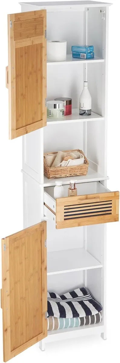 Bathroom Cabinet 2 Doors 1 Drawer Tallboy HxWxD: - Image 1