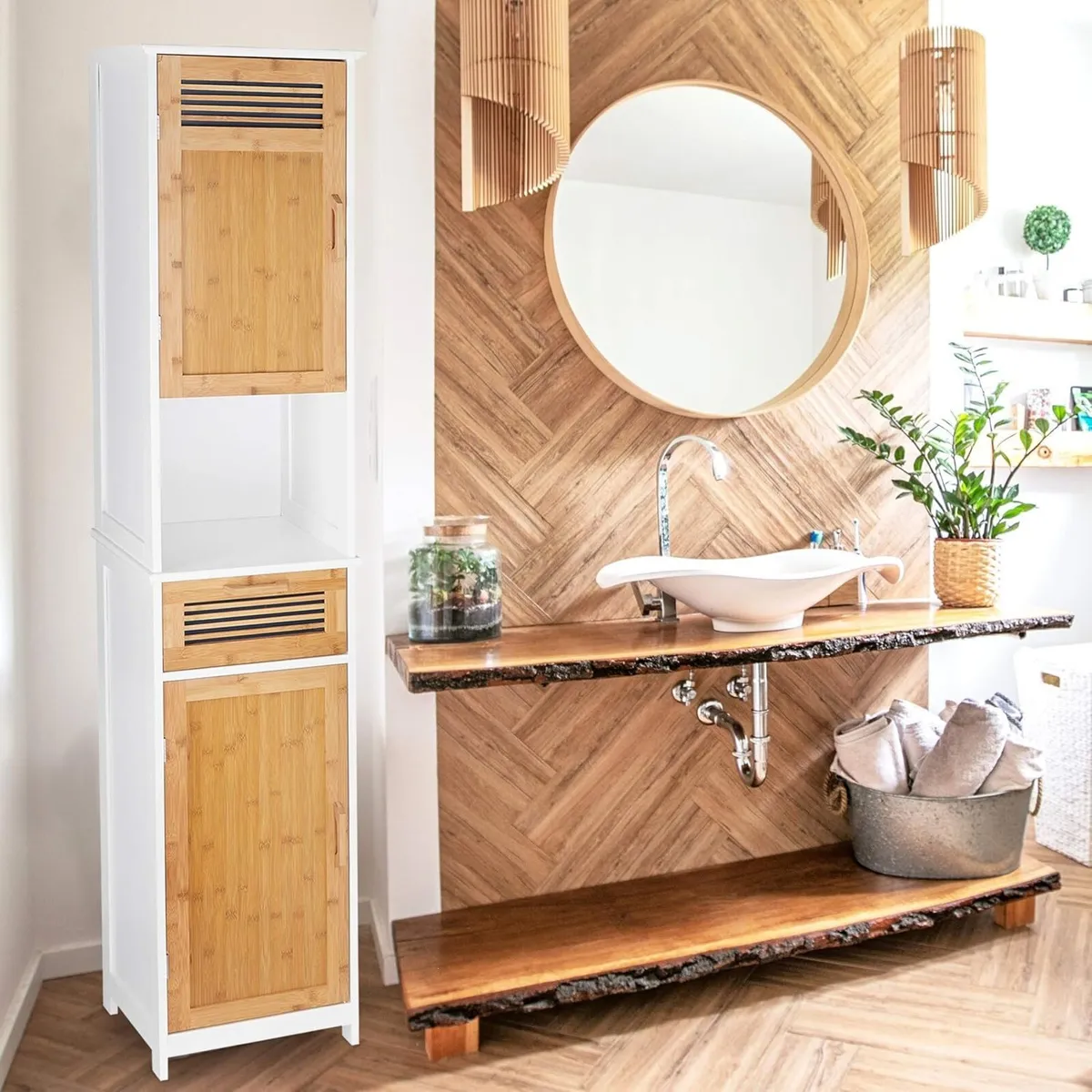 Bathroom Cabinet 2 Doors 1 Drawer Tallboy HxWxD: - Image 2