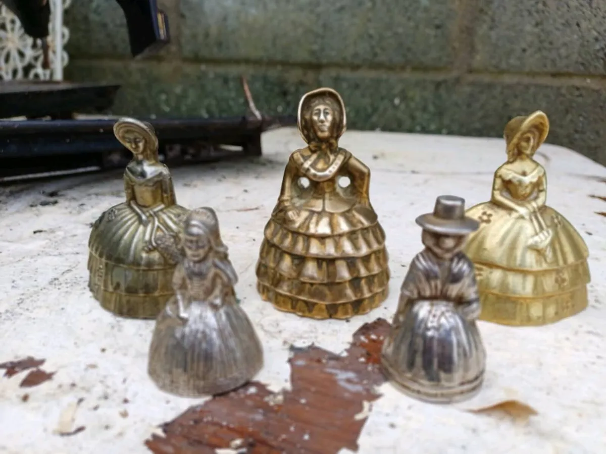 Vintage Brass Cow Bell & Lady Bells - Image 3