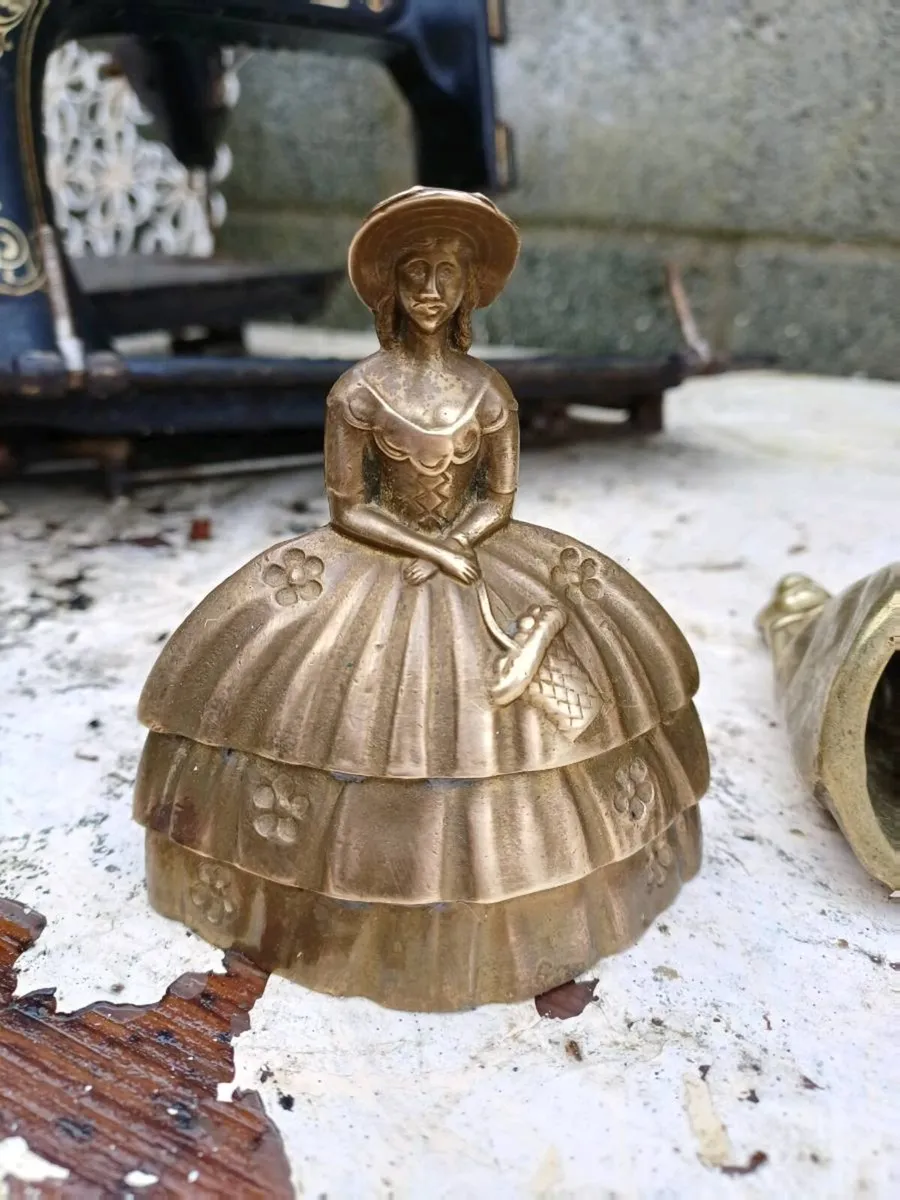 Vintage Brass Cow Bell & Lady Bells - Image 4
