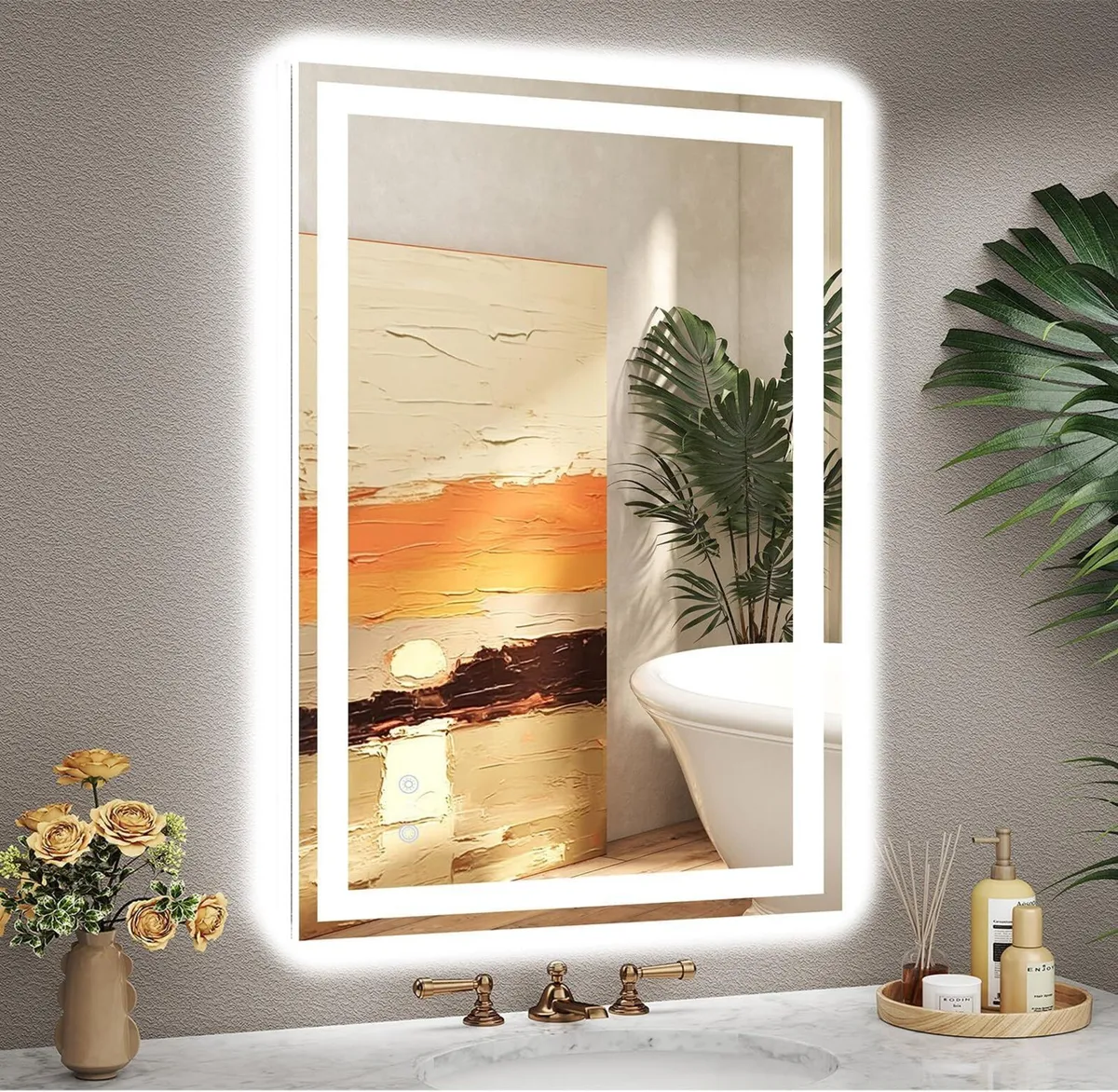 LED Bathroom Mirror with Front and Backlit - Image 1