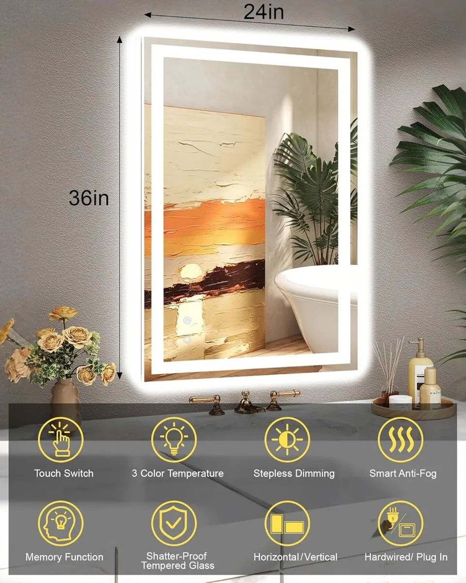 LED Bathroom Mirror with Front and Backlit - Image 2