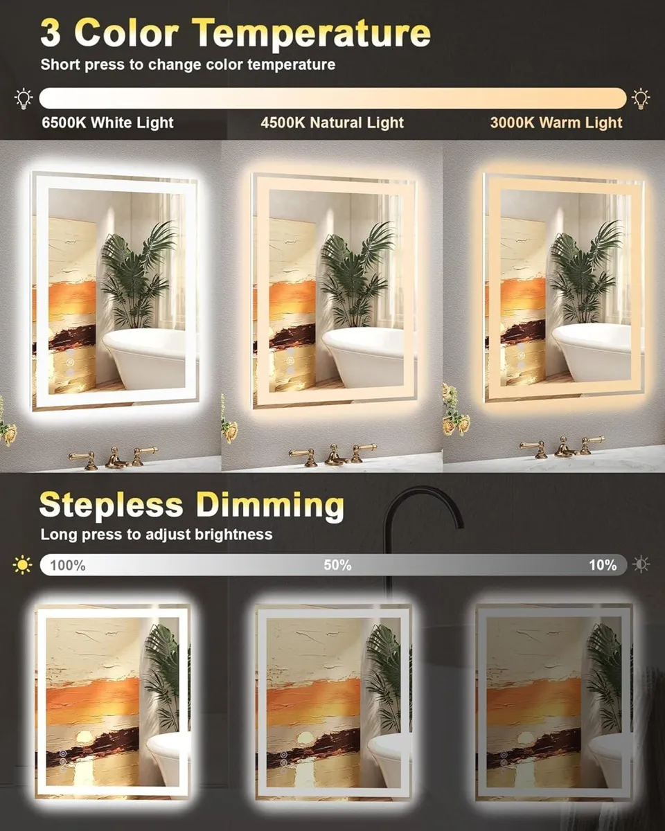 LED Bathroom Mirror with Front and Backlit - Image 3