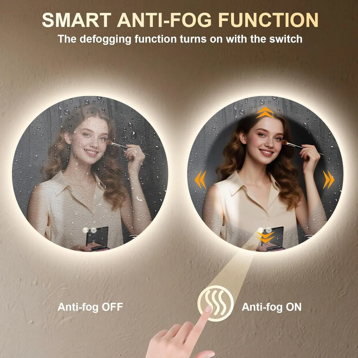 Round Bathroom Mirror with LED Lights 500mm - Image 4