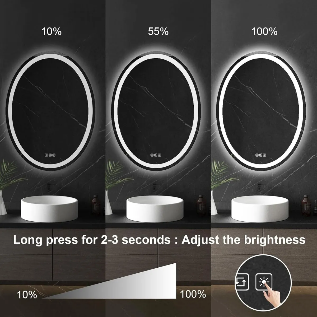 600x800 mm Oval Led Bathroom Mirrors Illuminated - Image 3