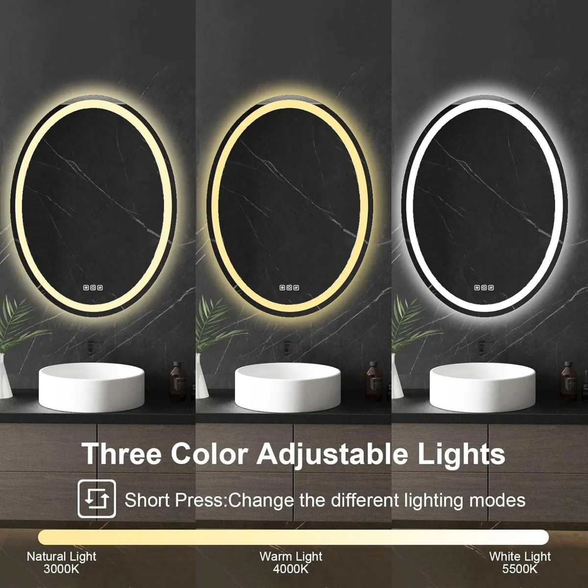 600x800 mm Oval Led Bathroom Mirrors Illuminated - Image 2