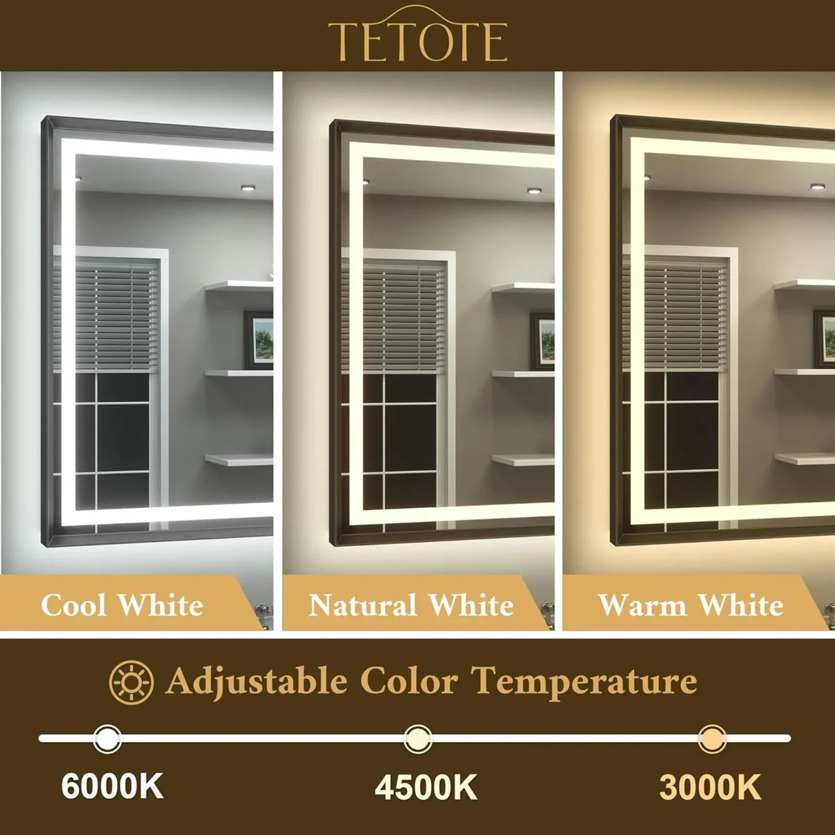 Black Bathroom Mirror with Led Lights 60x80cm - Image 3