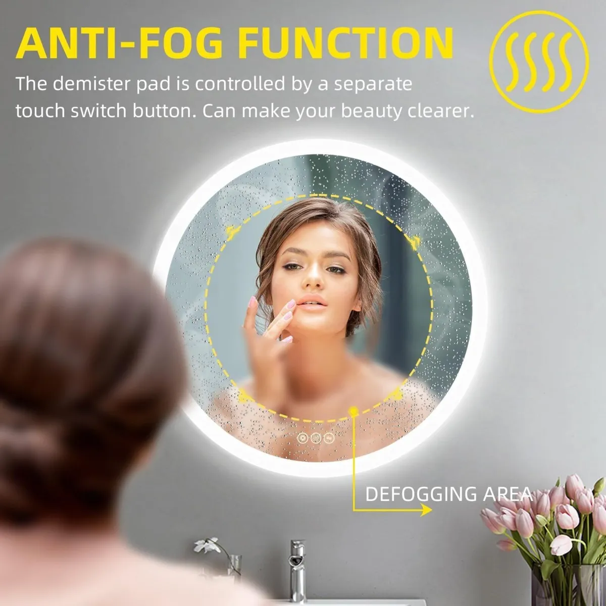 Round Bathroom Mirror with Led Lights - 50cm Wall - Image 2