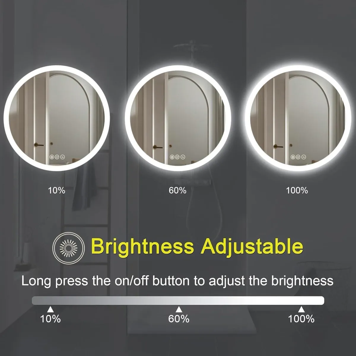 Round Bathroom Mirror with Led Lights - 50cm Wall - Image 4