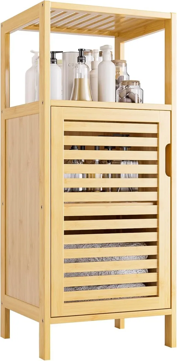 Bathroom Cabinet Freestanding Small Bamboo Floor - Image 1