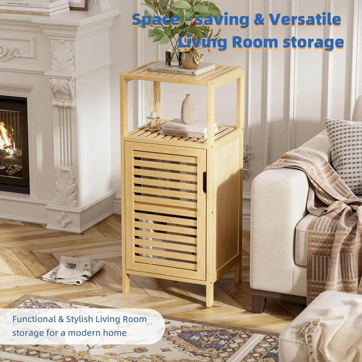 Bathroom Cabinet Freestanding Small Bamboo Floor - Image 4