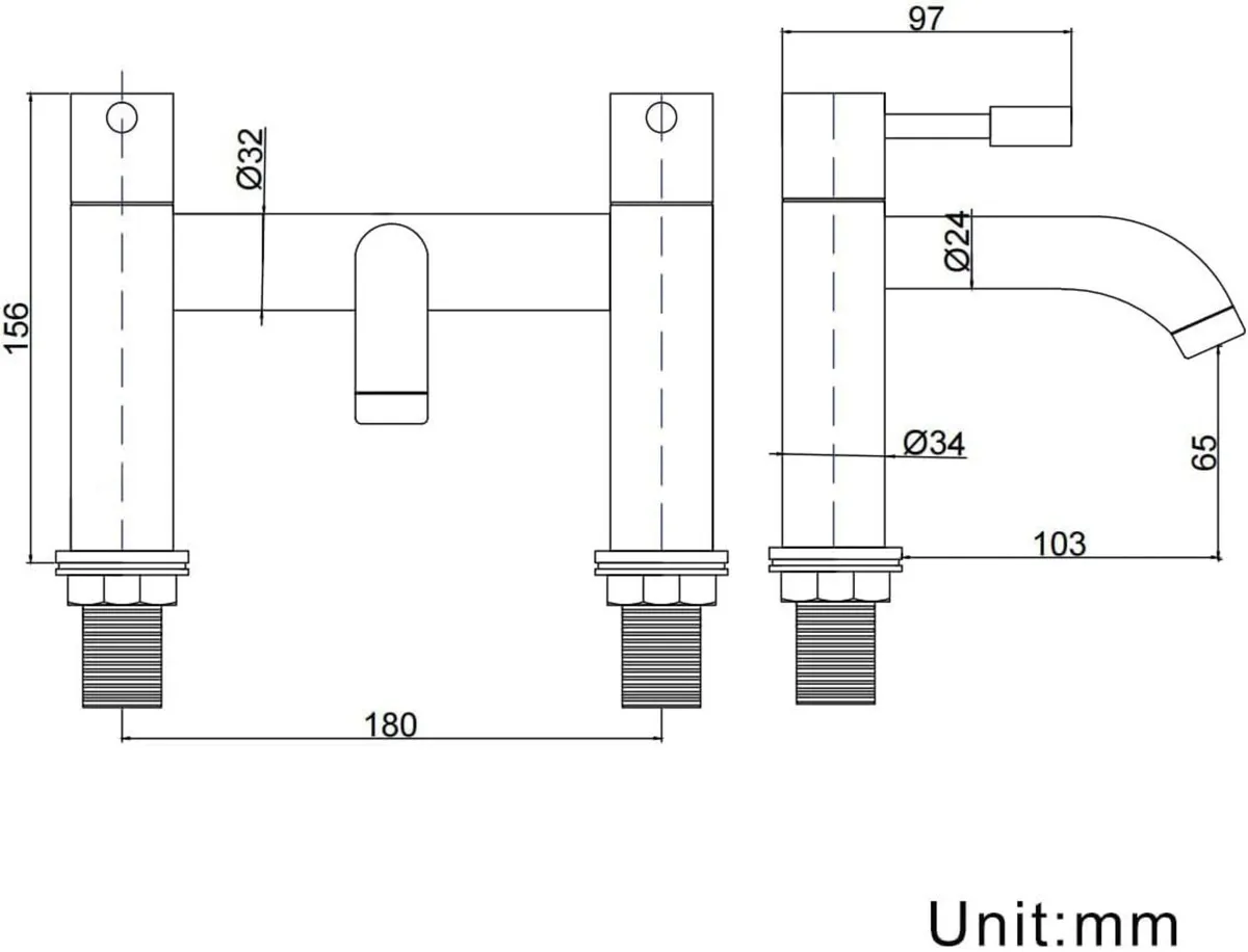 Bath Taps with Shower Black Bathroom Tap Tub - Image 2