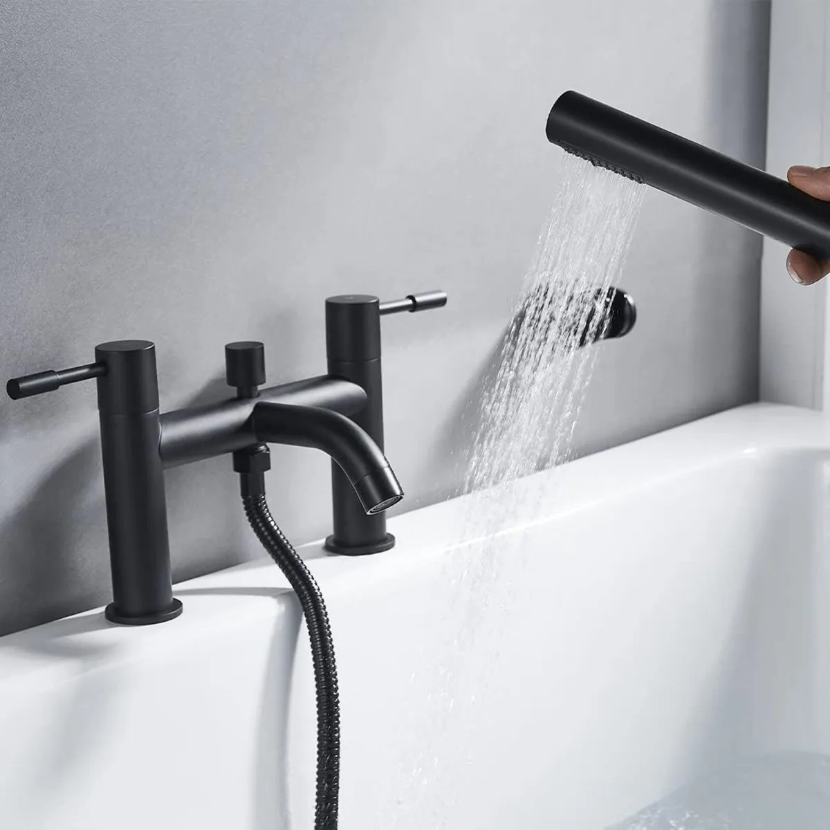 Bath Taps with Shower Black Bathroom Tap Tub - Image 3