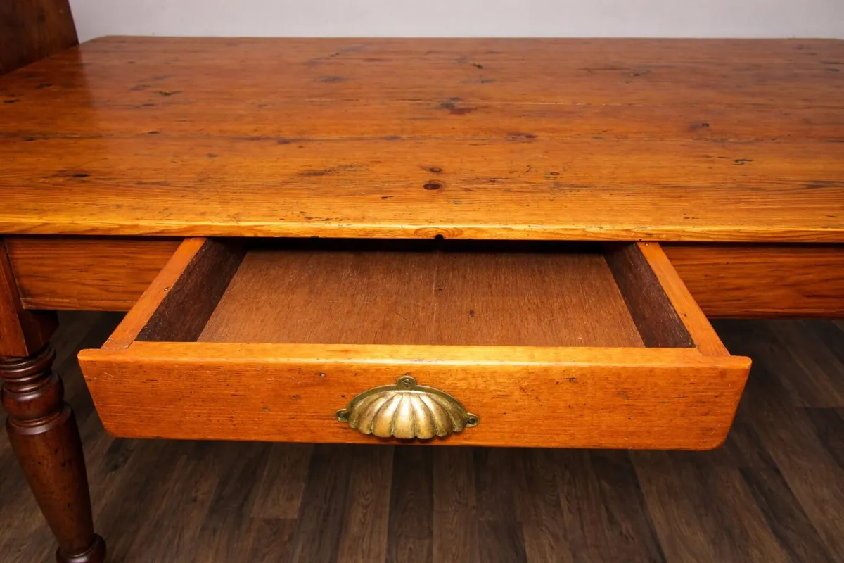 Solid Pine Kitchen / Dining Table with Drawer - Image 3