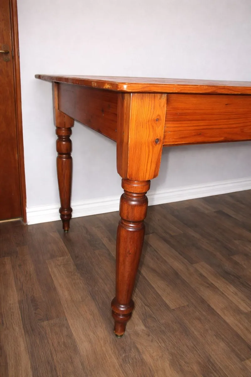 Solid Pine Kitchen / Dining Table with Drawer - Image 2