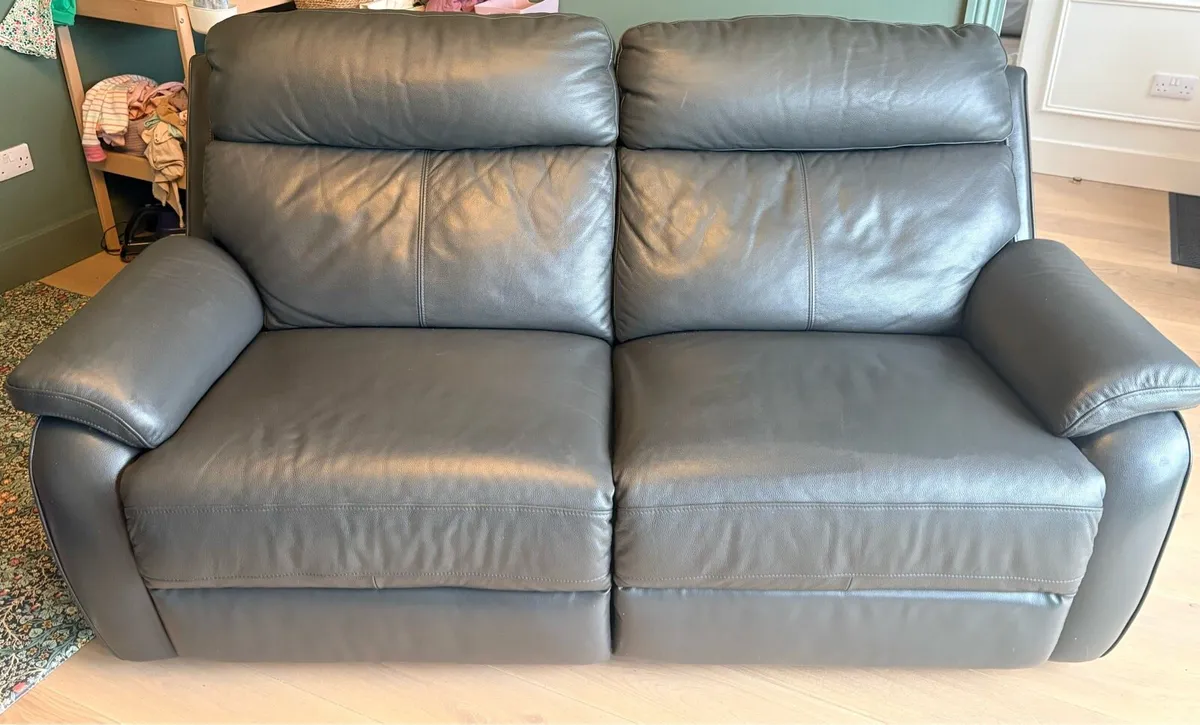 Black Leather Couch - Image 1
