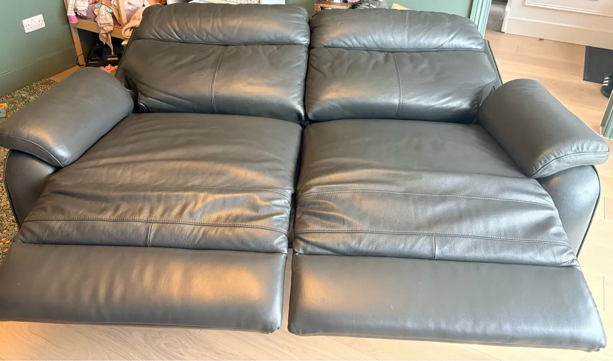 Black Leather Couch - Image 3