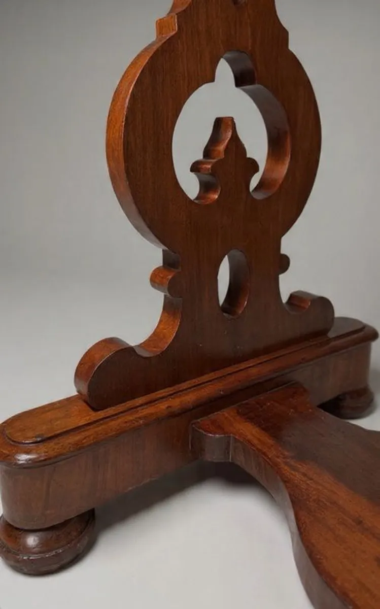 Victorian Mahogany Library Writing or Console Table with Harp-Shaped Base - Image 3