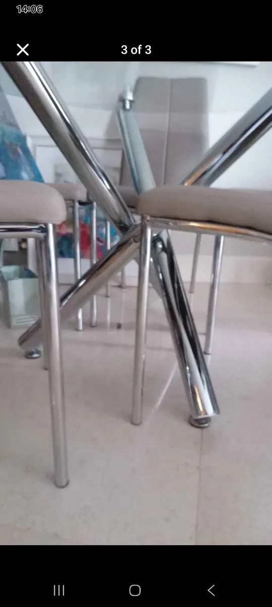 Dining Set (Glass & Chrome Table + 3 Chairs) + 1 M - Image 3
