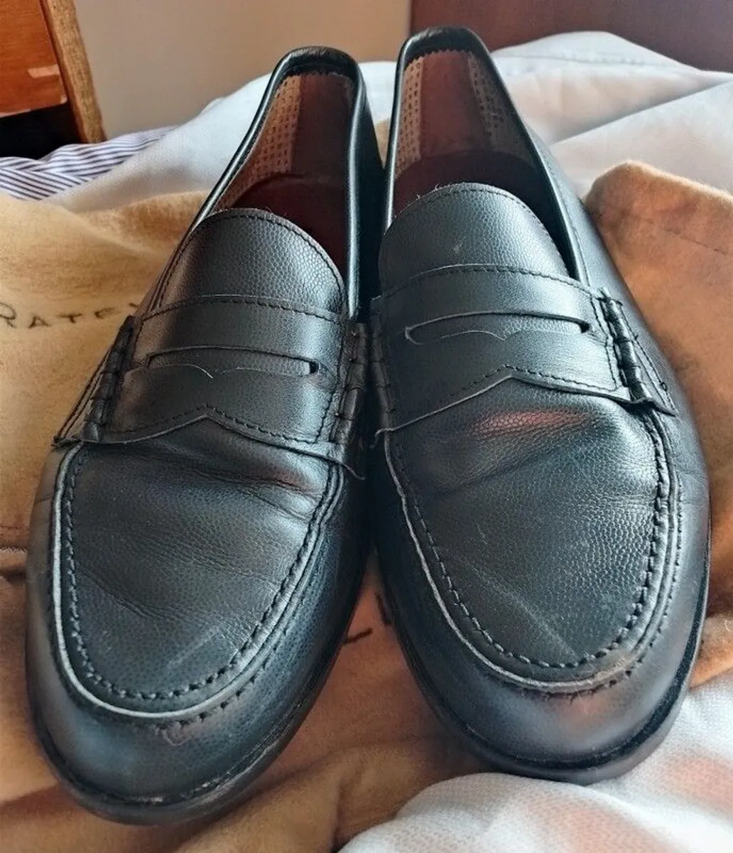 Exquisite blue leather Italian loafers by Fratelli Rosetti - Image 1