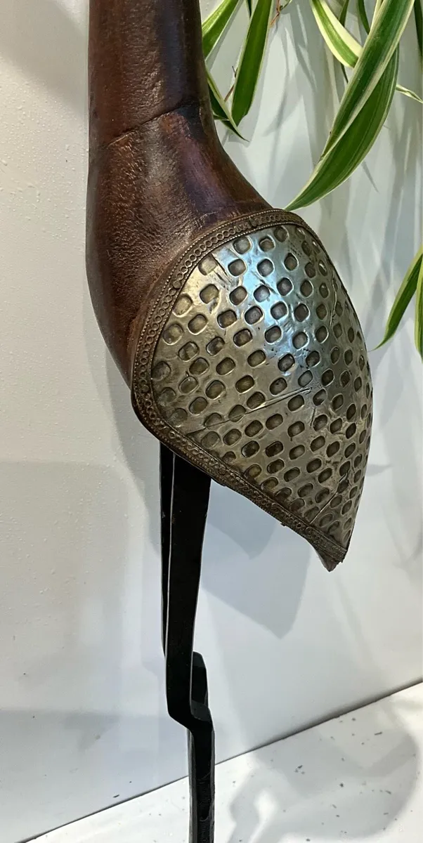 Carved Wooden Bird Figurine.Brass & Wood - Image 4