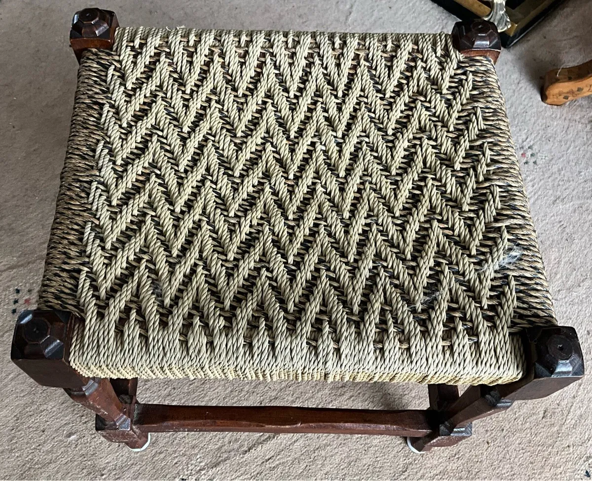 Rare Vintage Woven Rope Stool - Image 3