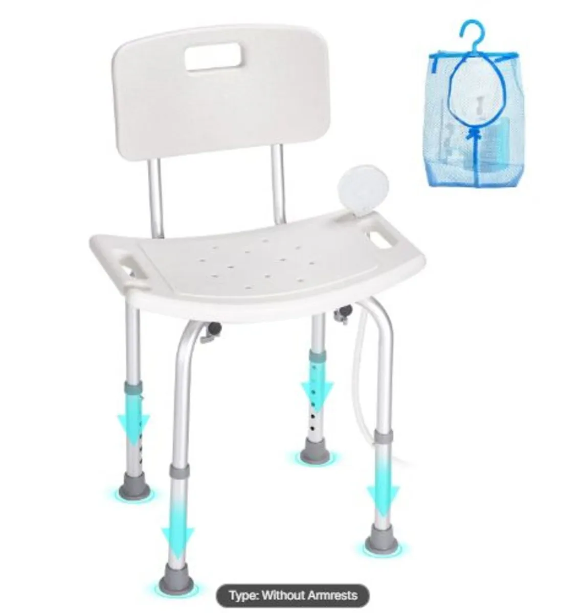 Shower Chair, Shower Seat with Back, Adjustable - Image 1
