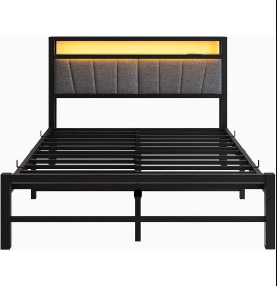 King Size Bed Frame with Storage and LED Lights,5f - Image 2