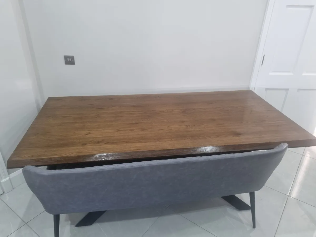 Fumed oak dining table - Image 2