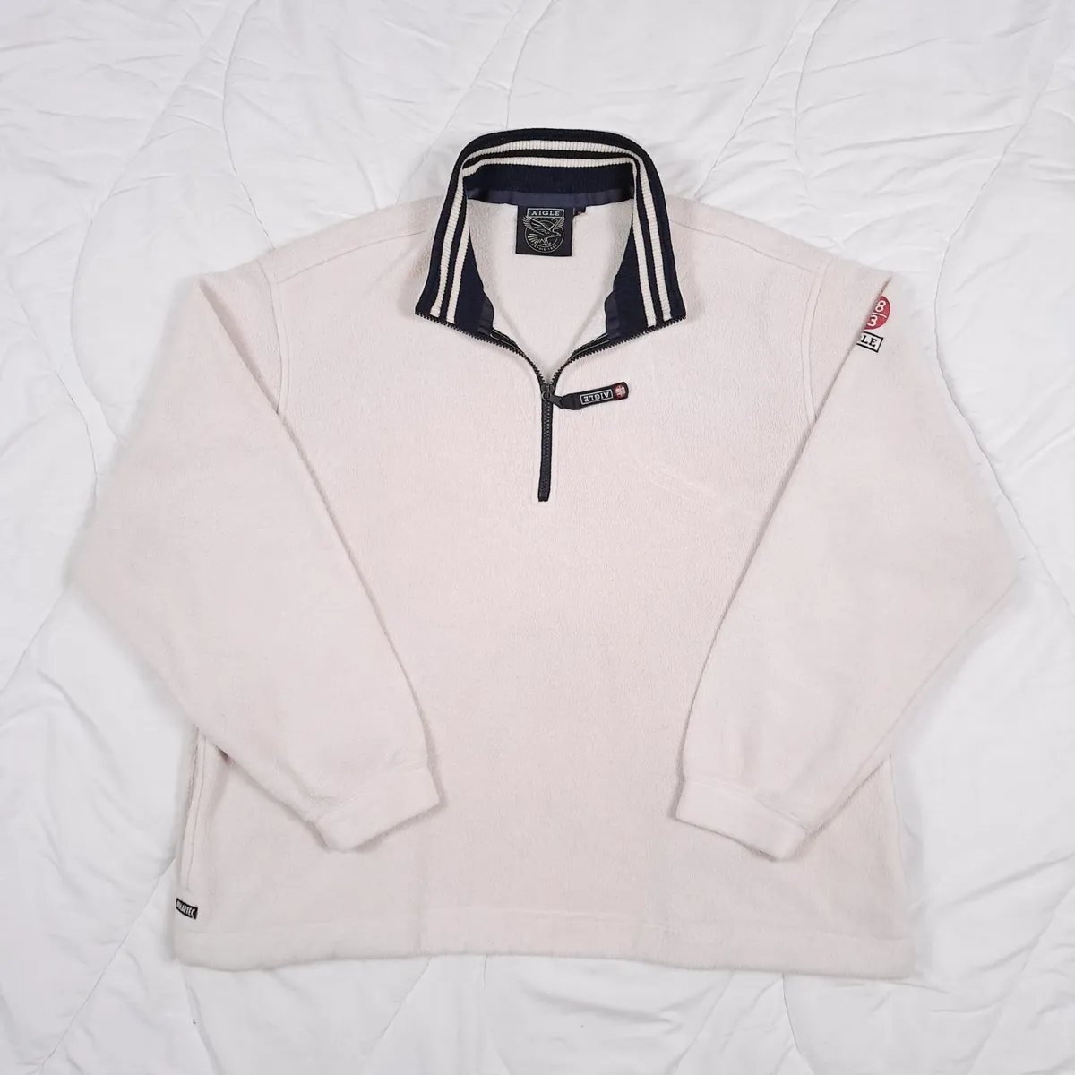 Aigle Cream Off White Polartec Fleece Pullover XL - Image 1