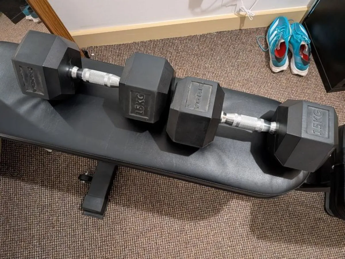 Bolt Bench Press and 2x 15kg Hex Dumbbells - Image 2