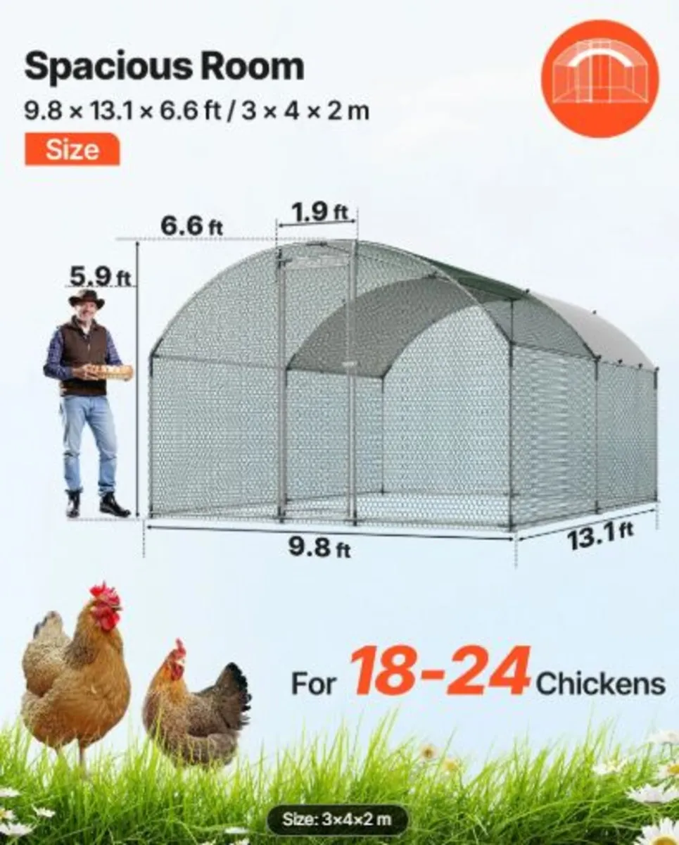 Metal Chicken Coop, 9.8x13.1x6.5 ft Large Walk-in - Image 4