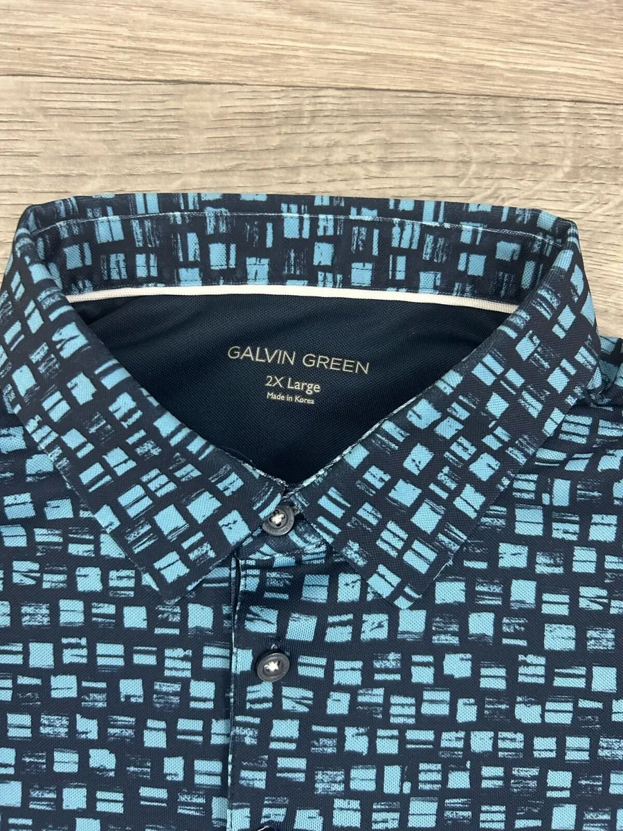 Galvin Green Patterned Gold Polo Shirt Mens XXL - Image 4