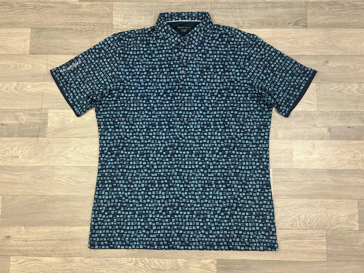 Galvin Green Patterned Gold Polo Shirt Mens XXL - Image 1