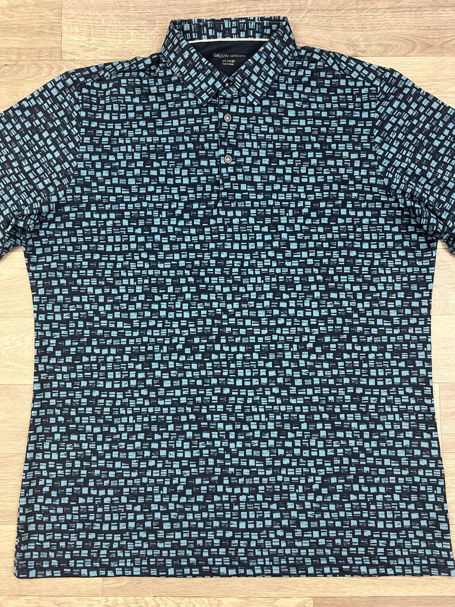 Galvin Green Patterned Gold Polo Shirt Mens XXL - Image 2