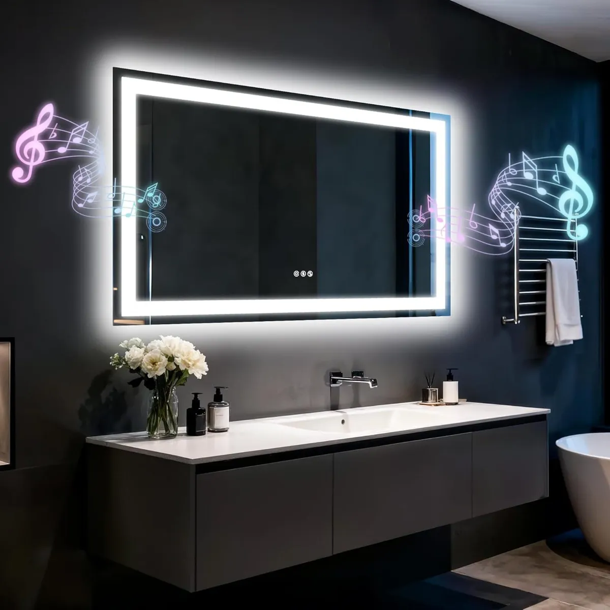 x 700 mm LED Bathroom Mirror with Lights Bluetooth - Image 1