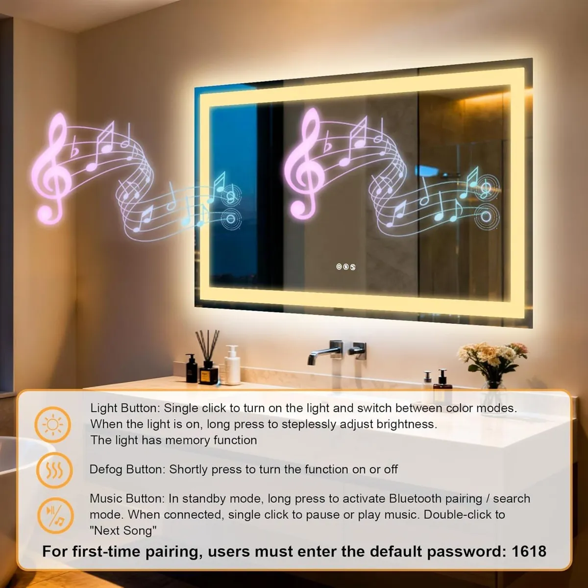 x 700 mm LED Bathroom Mirror with Lights Bluetooth - Image 3