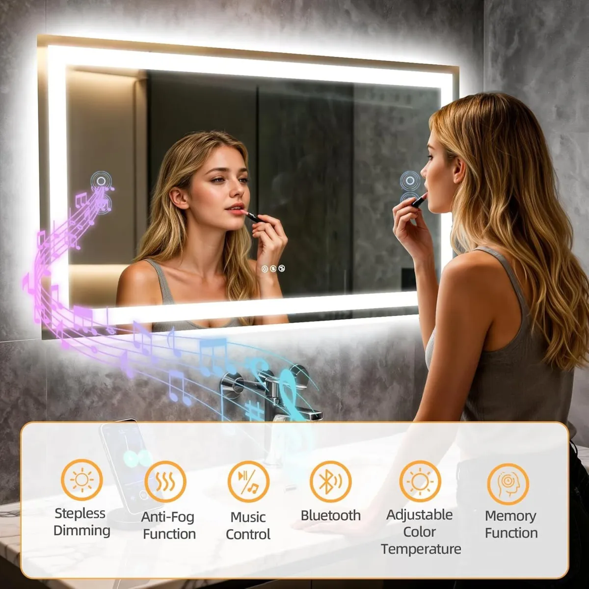 x 700 mm LED Bathroom Mirror with Lights Bluetooth - Image 4