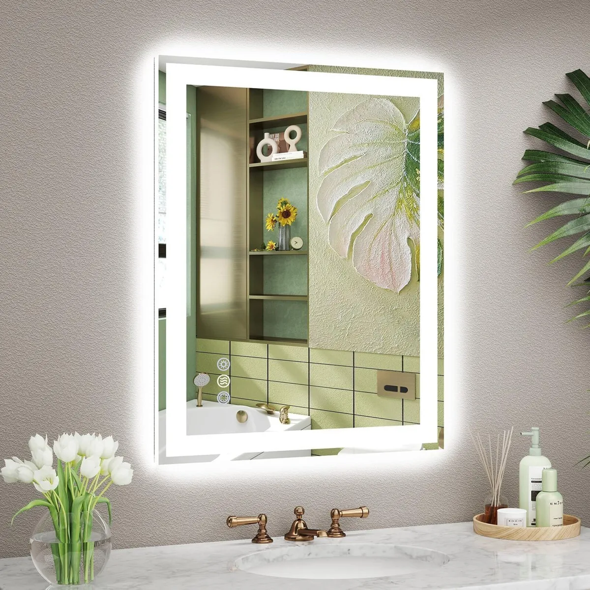 LED Bathroom Mirror with Front and Backlit - Image 1