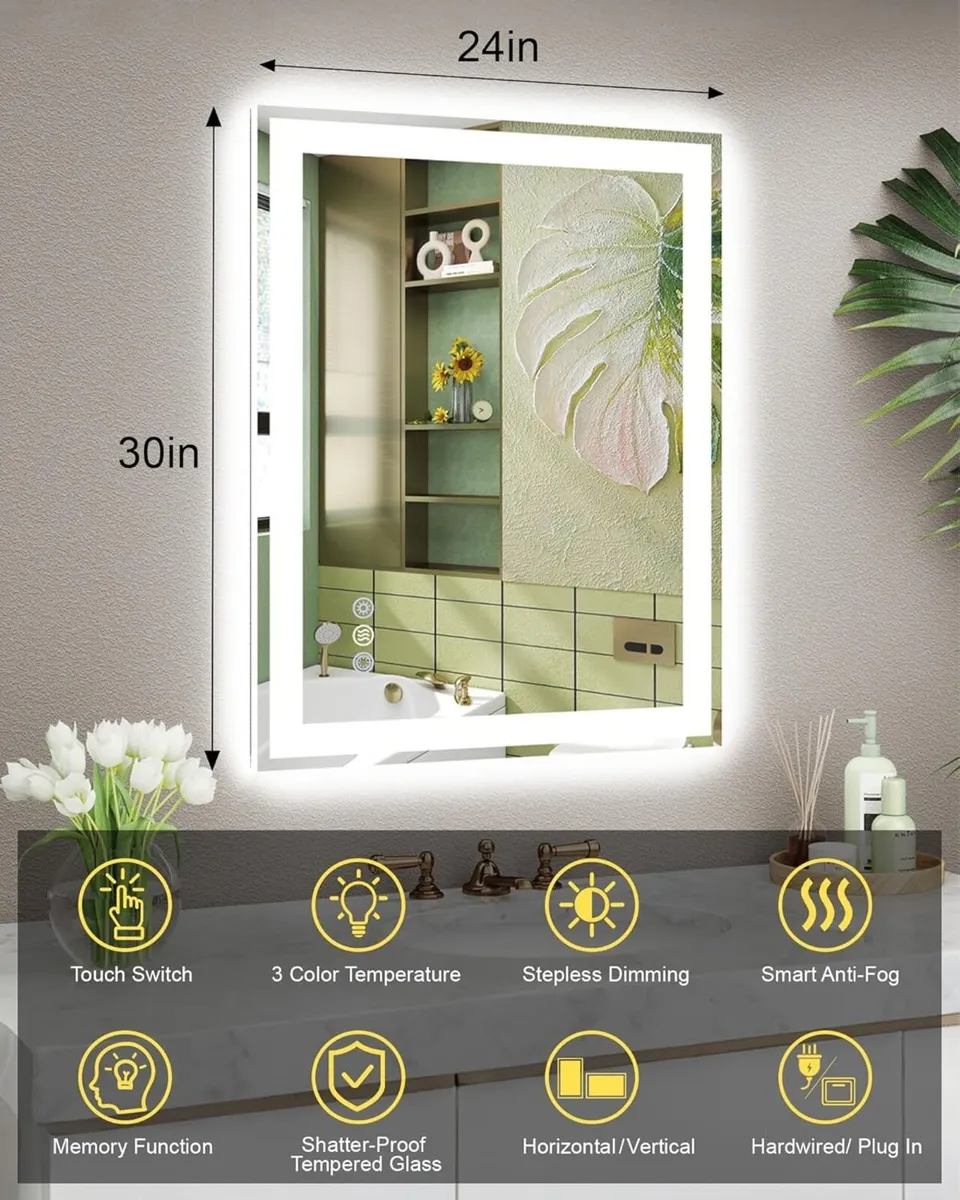 LED Bathroom Mirror with Front and Backlit - Image 2