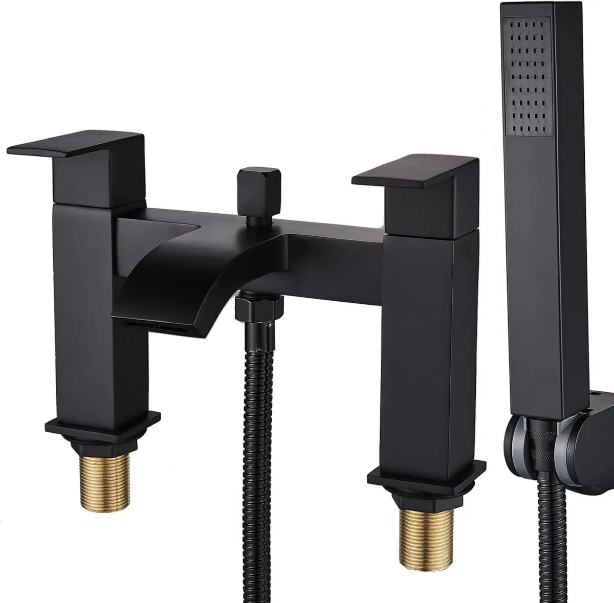 Black Bath Taps with Shower Waterfall Bathroom - Image 1