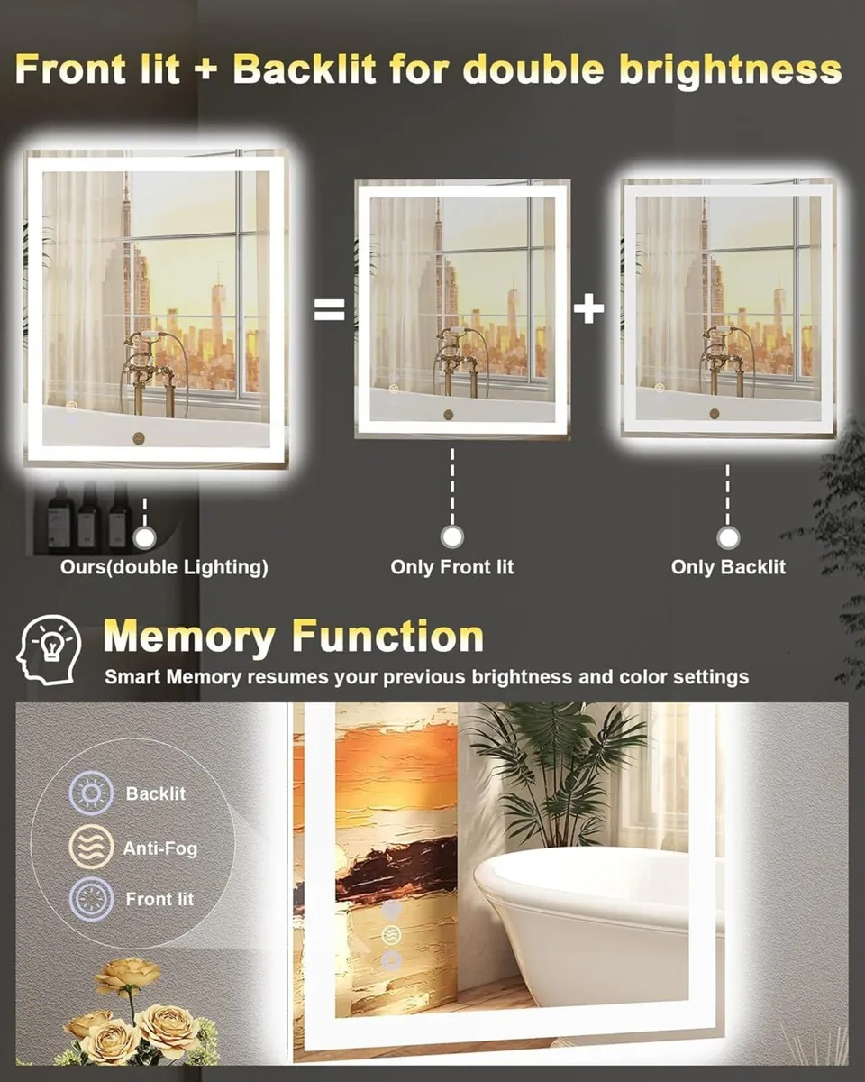 LED Bathroom Mirror with Front and Backlit - Image 4